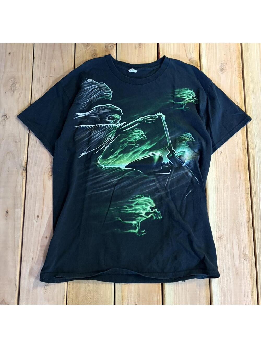 Y2k ghost biker motorcycle Gildan cotton streetwear tee